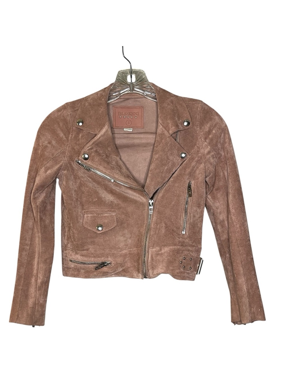 Blank NYC Faux Suede Moto Jacket - Brown Taupe Sz S - Picture 2 of 6